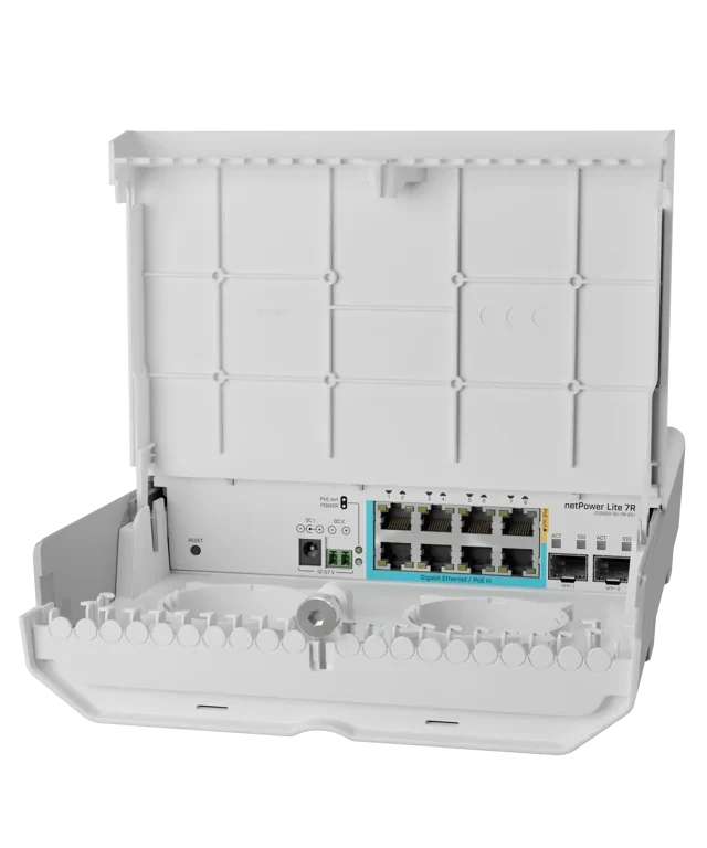 MikroTik netPower Lite 7R — CSS610-1Gi-7R-2S+OUT — product illustration