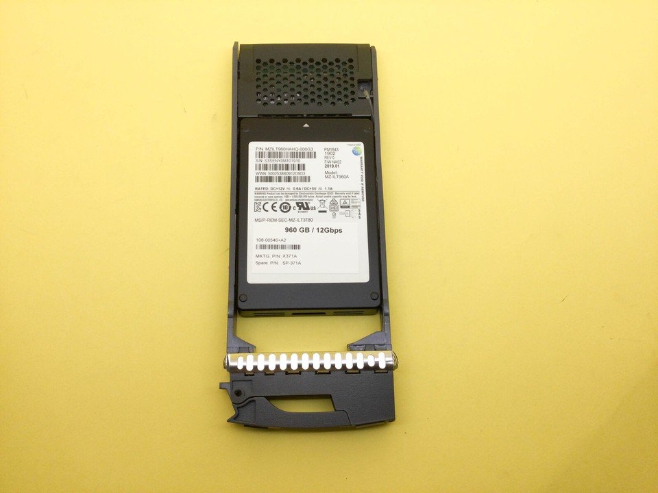 NetApp X371A 960GB SAS SSD with original carrier and label