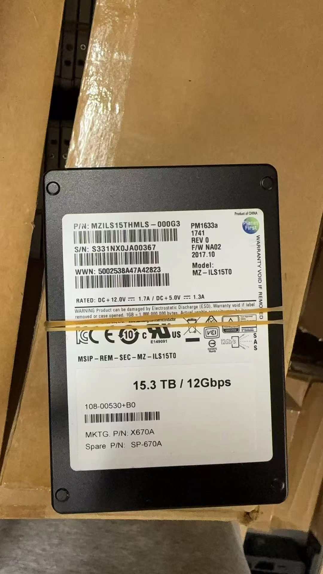NetApp X670A SP-670A 15.3TB SAS SSD as received with original label