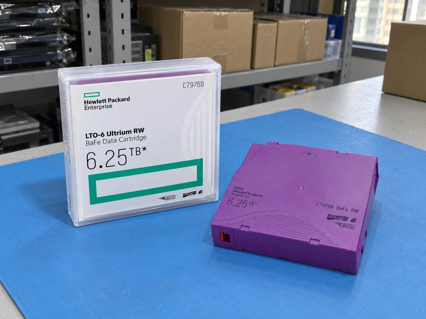 HPE LTO-6 Ultrium 6.25TB BaFe RW Data Cartridge (C7976B) — Illustrative product photography
