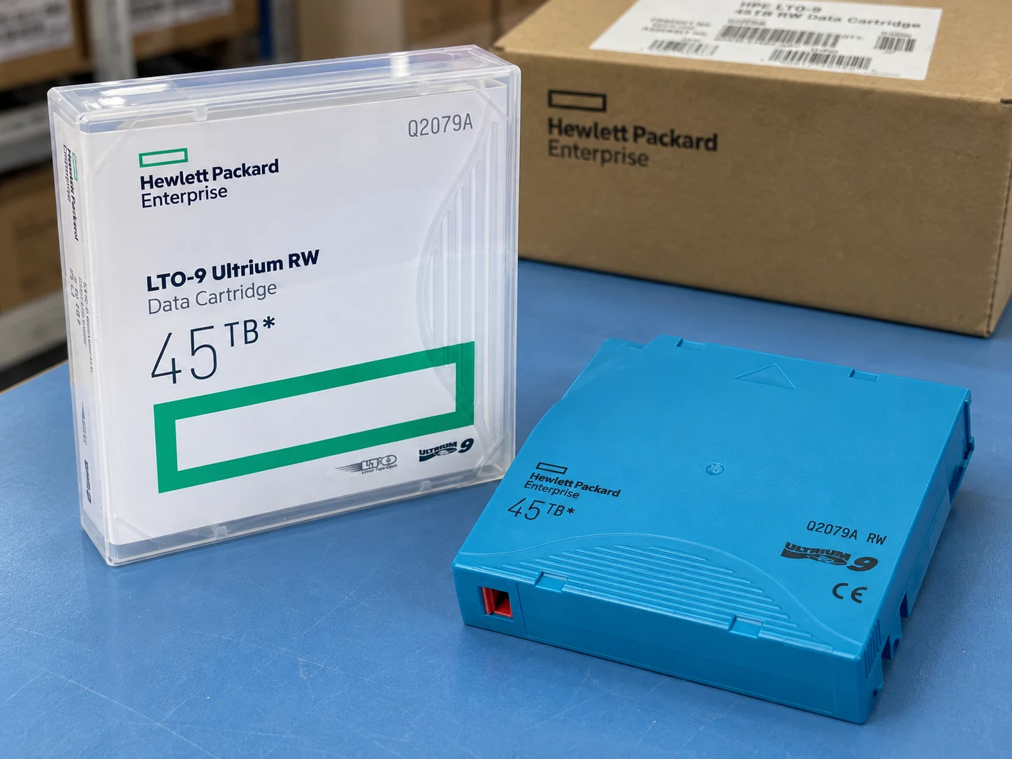HPE LTO-9 Ultrium 45TB RW Data Cartridge (Q2079A) — Illustrative product photography