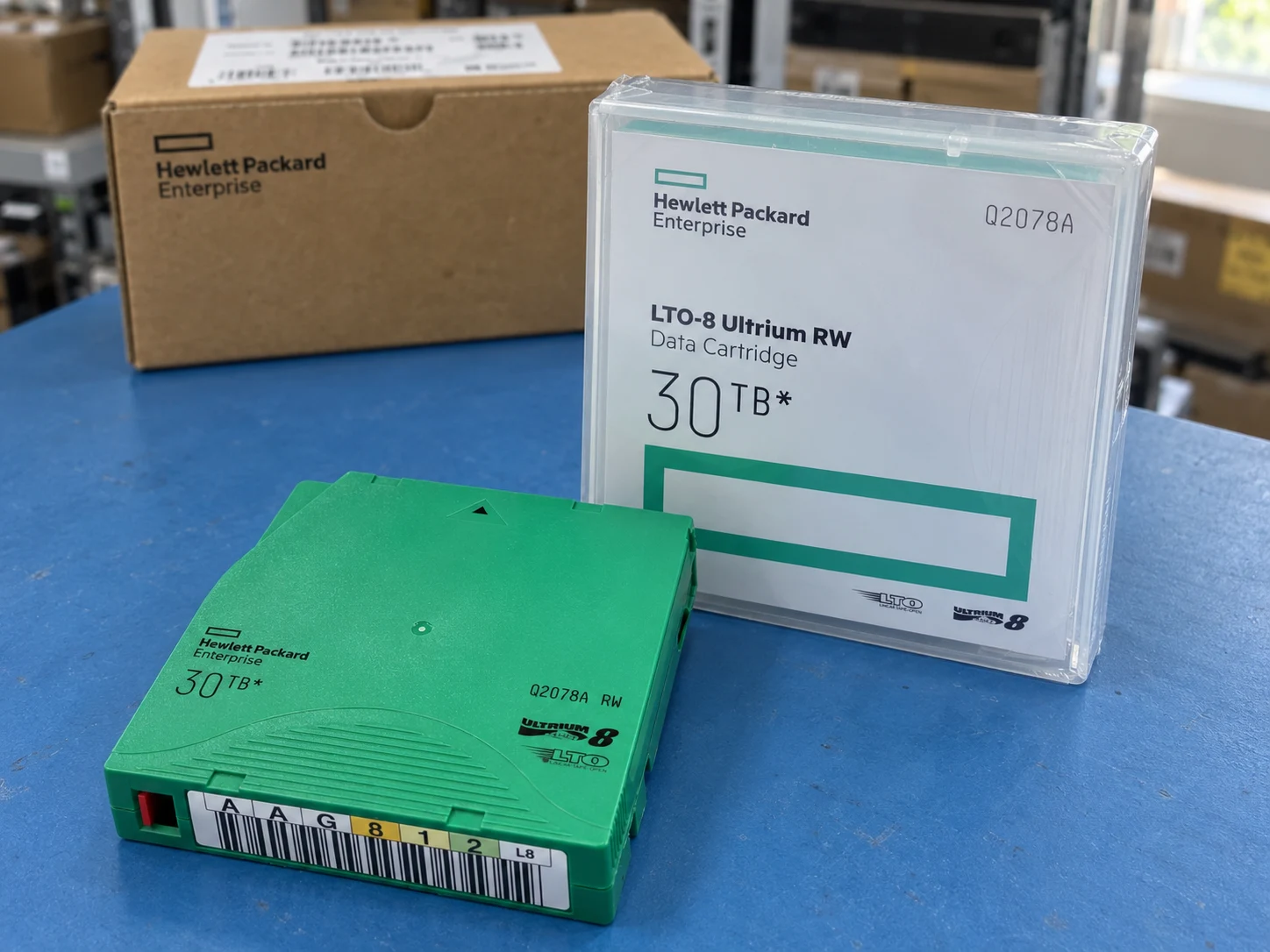 HPE LTO-8 Ultrium 30TB RW Data Cartridge (Q2078A) — Illustrative product photography