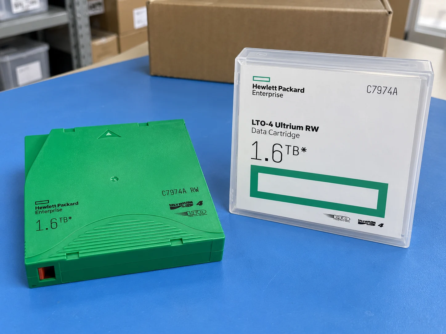 HPE LTO4 Ultrium 1.6TB Read/Write Data Cartridge (C7974A) — Illustrative product photography
