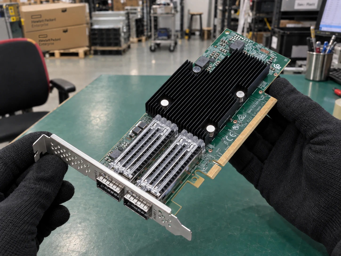 Broadcom P2100G Ethernet adapter (BCM957508-P2100G) — Illustrative product photography