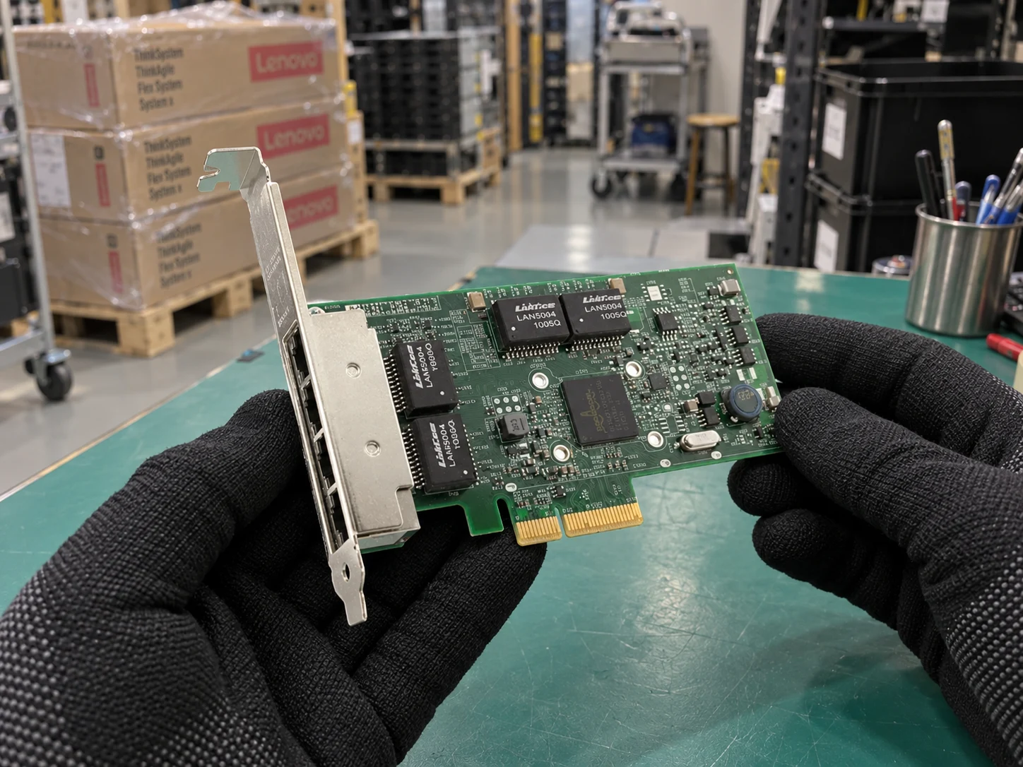 Lenovo ThinkSystem Broadcom 5719 1GbE RJ45 4-Port PCIe Ethernet Adapter 7ZT7A00484 — Illustrative product photography