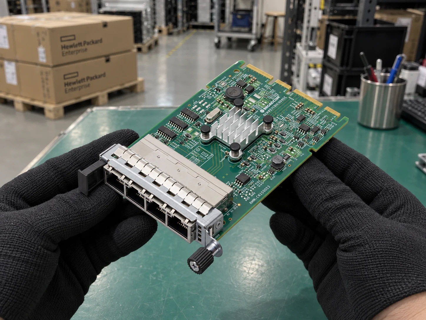 Broadcom N41T Ethernet adapter (BCM95719-N1905C) — Illustrative product photography