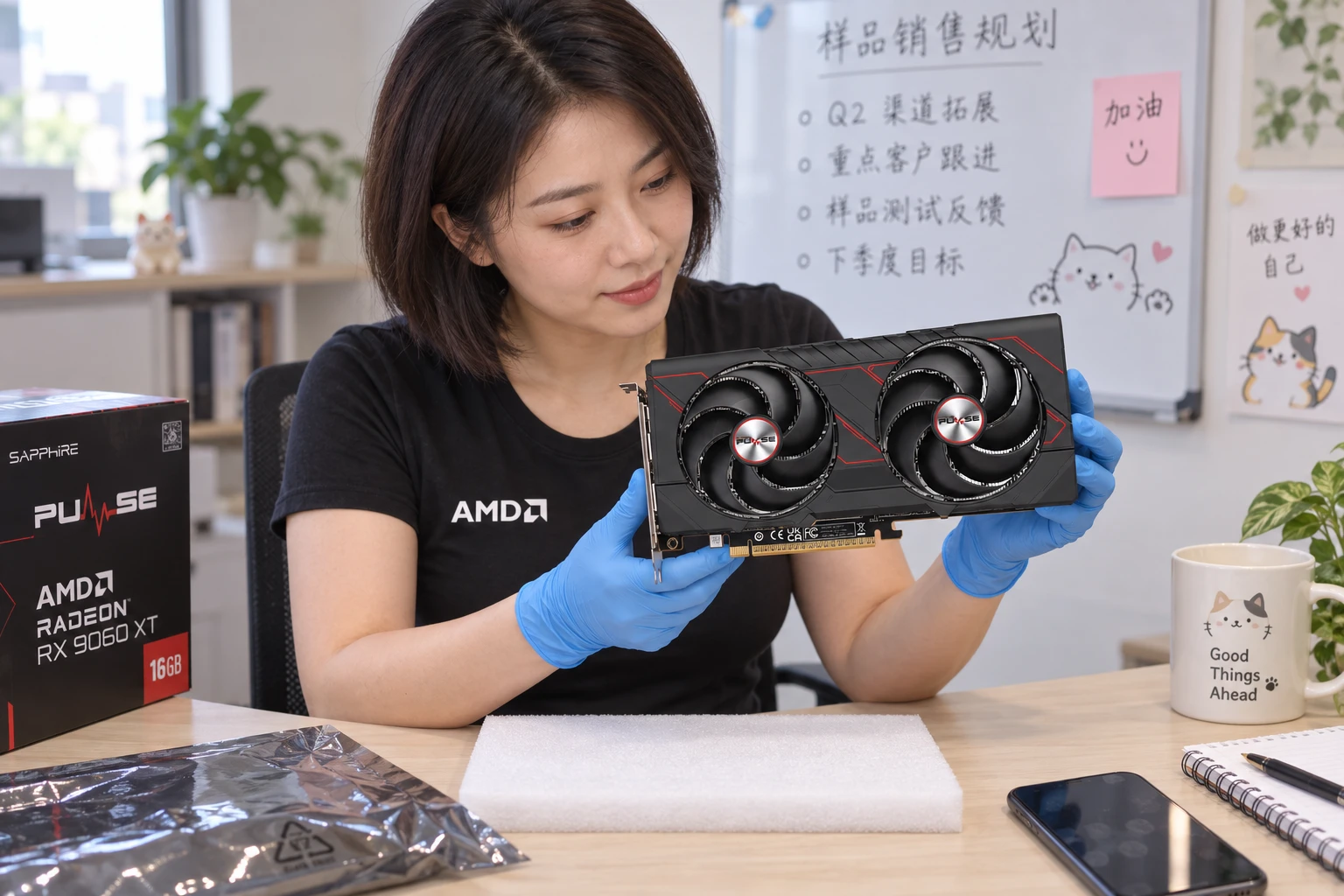 SAPPHIRE PULSE AMD Radeon RX 9060 XT OC 16GB GPU — product illustration