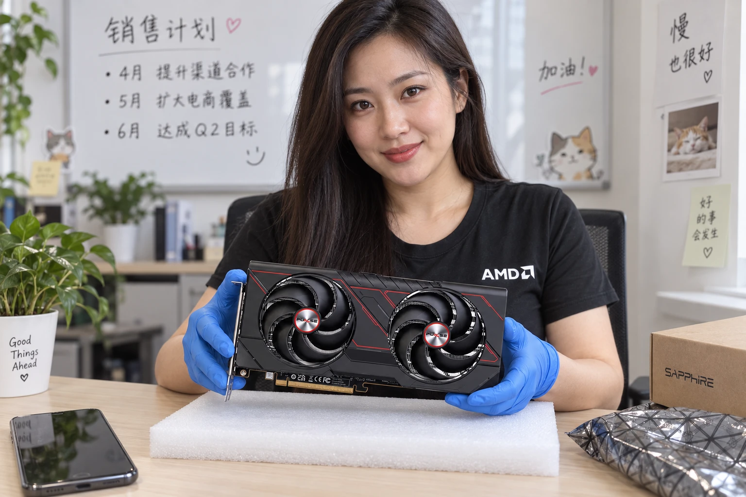 SAPPHIRE PULSE AMD Radeon RX 9070 GPU — product illustration
