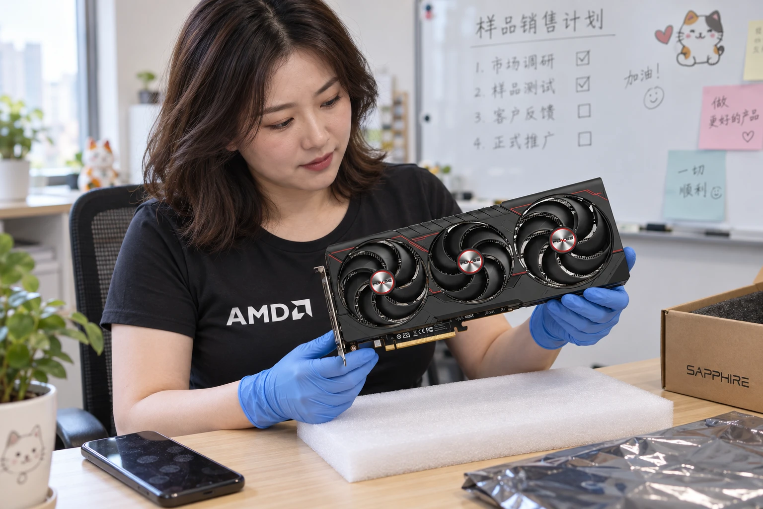 SAPPHIRE PULSE AMD Radeon RX 9070 XT GPU — product illustration