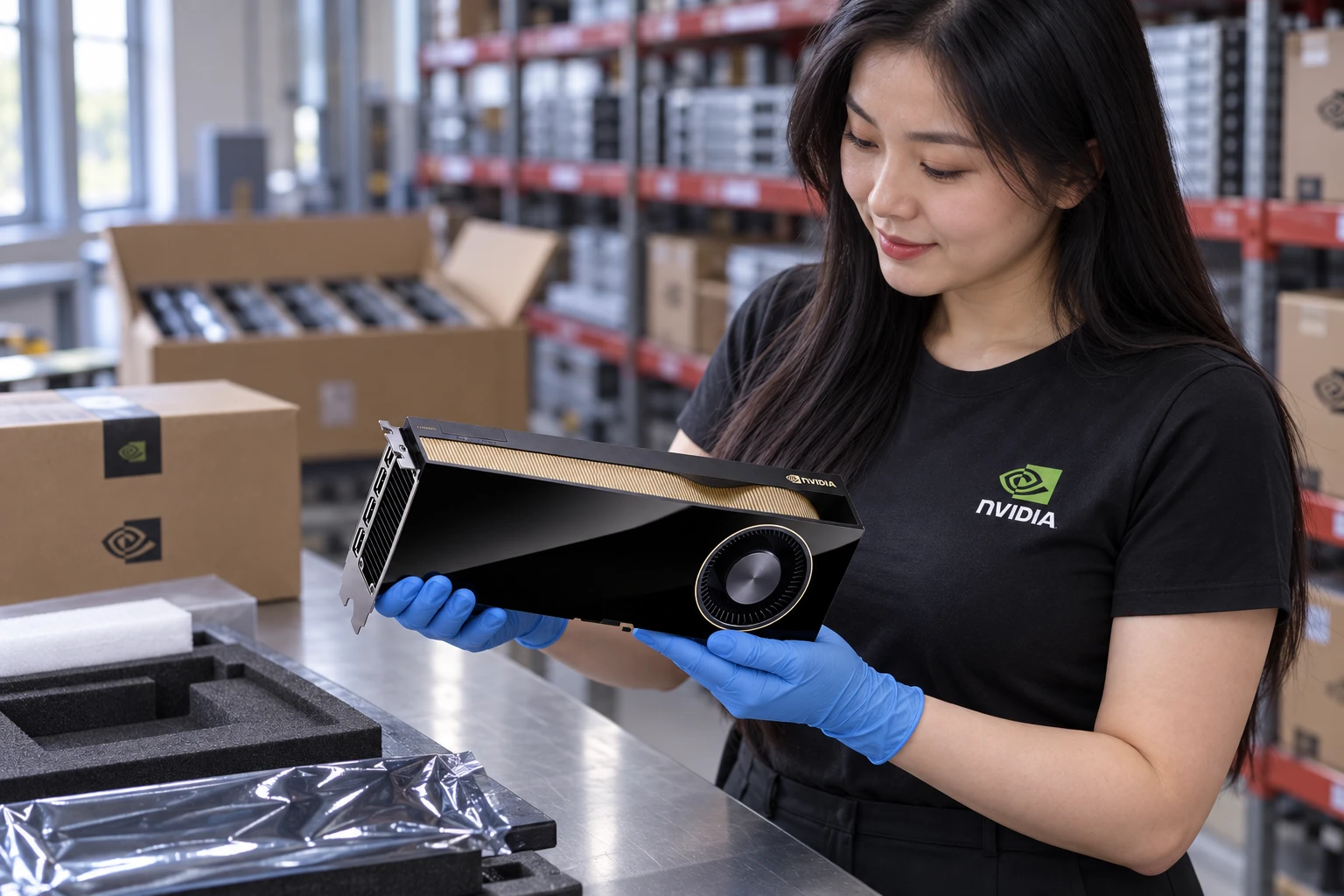 RTX 6000 Ada illustrative warehouse inspection
