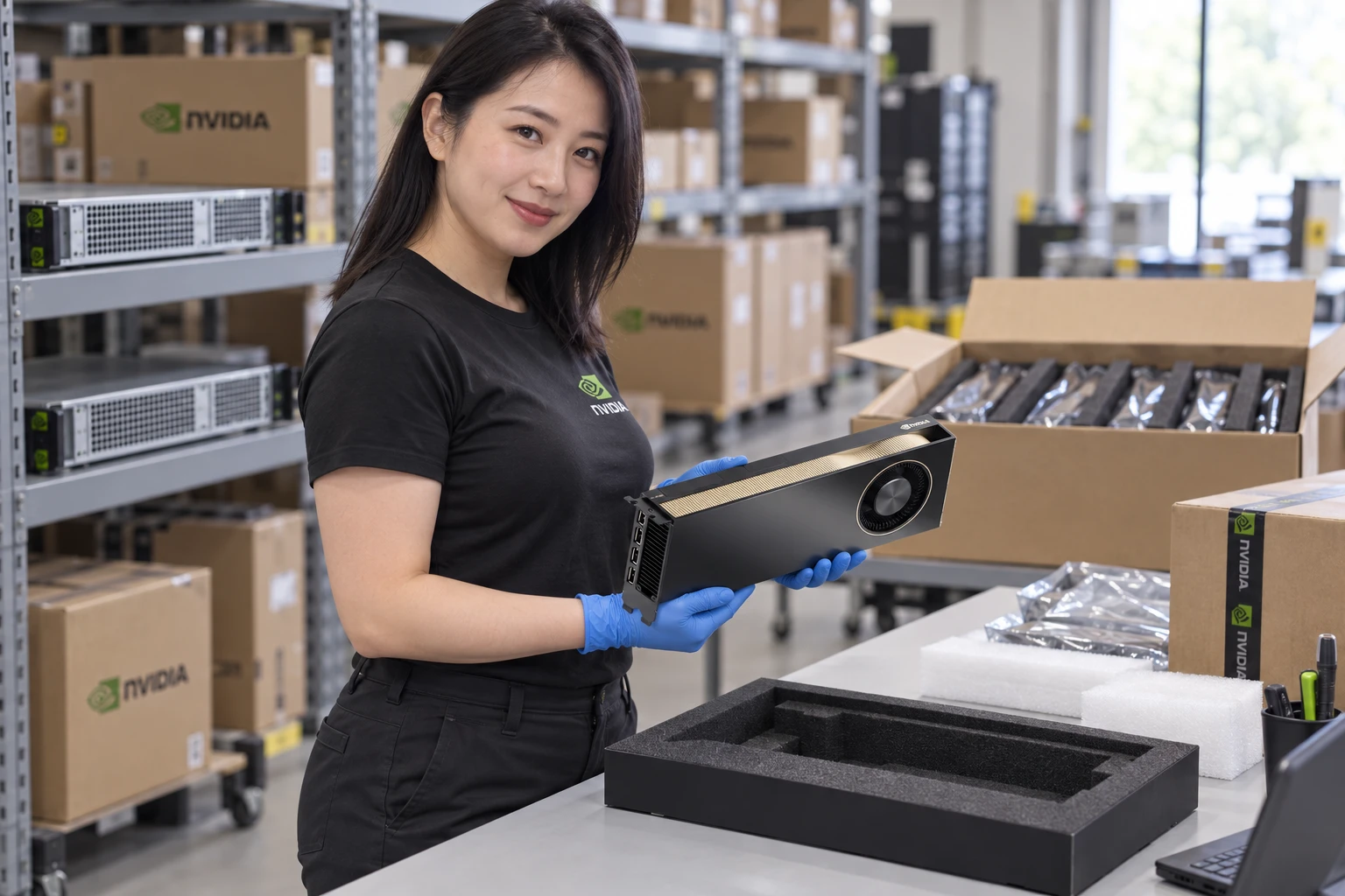 NVIDIA GPU warehouse handling illustration