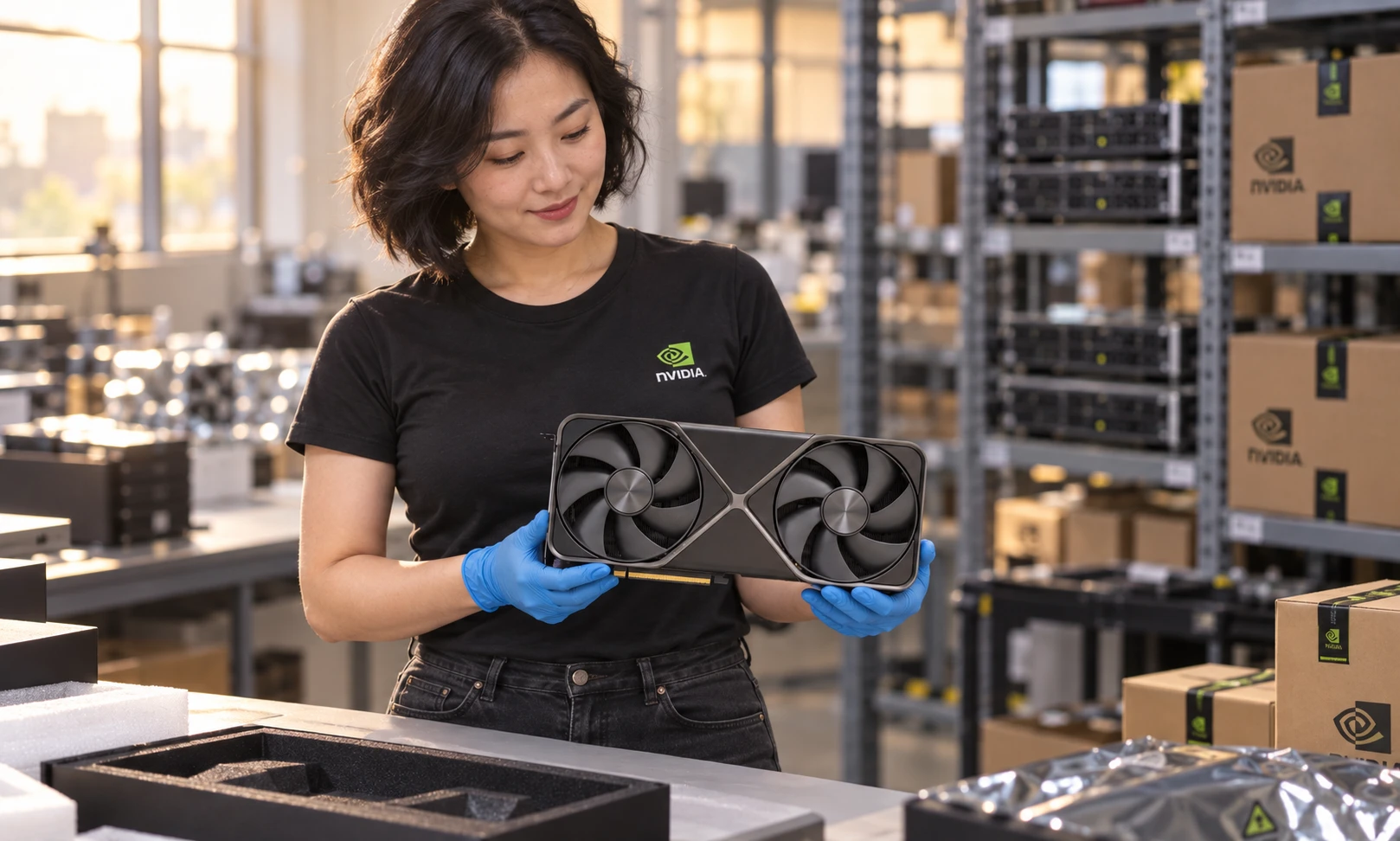 NVIDIA GPU warehouse handling illustration