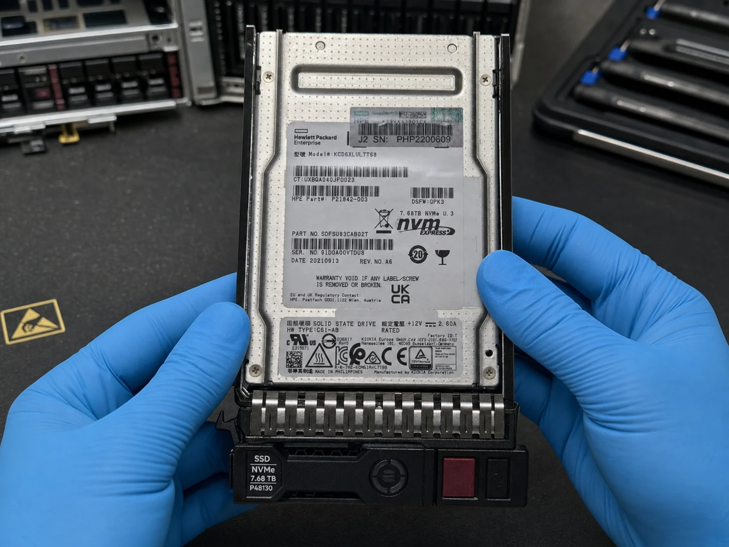 Kioxia Enterprise P48130-001 7.68TB NVMe SSD — product illustration