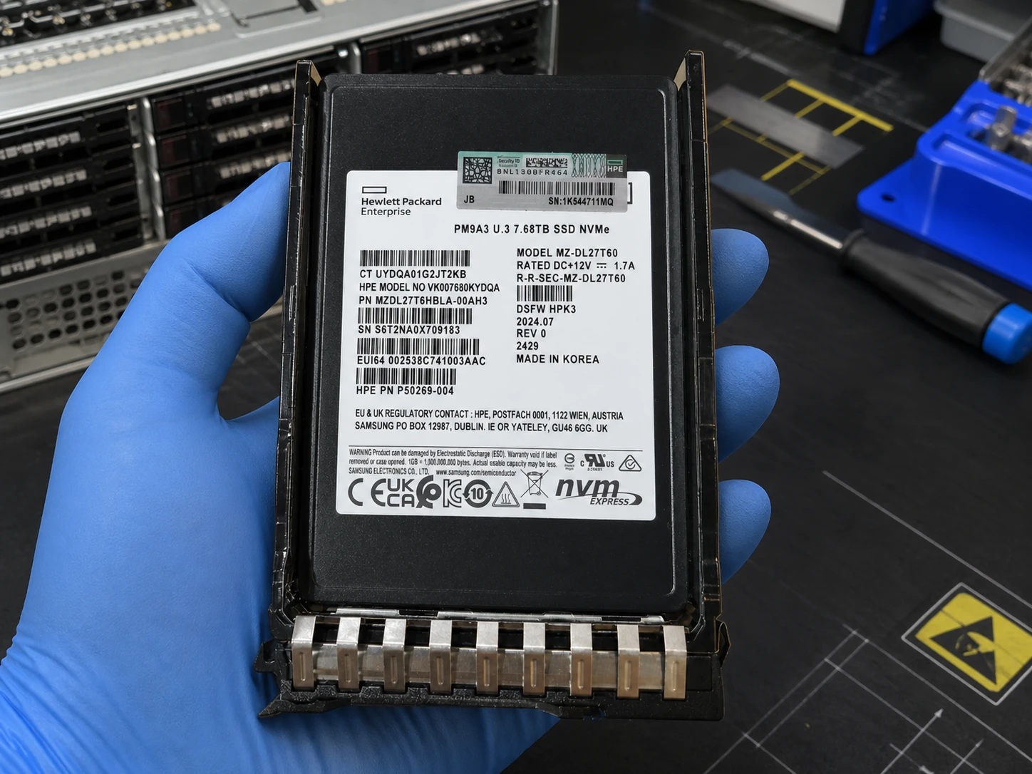 HPE PM9A3 7.68TB U.3 NVMe SSD P50269-004 — product illustration