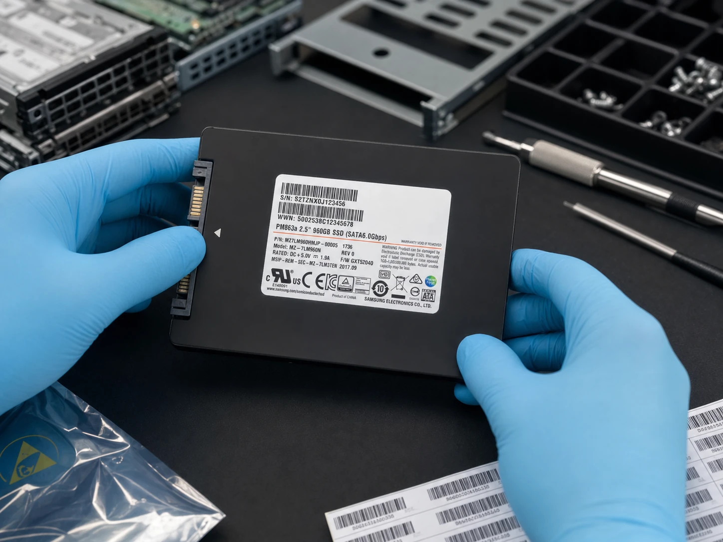 Lenovo 4XB7A17108 ThinkSystem 7mm S4520 960GB Read Intensive SATA 6Gb HS SSD — product illustration