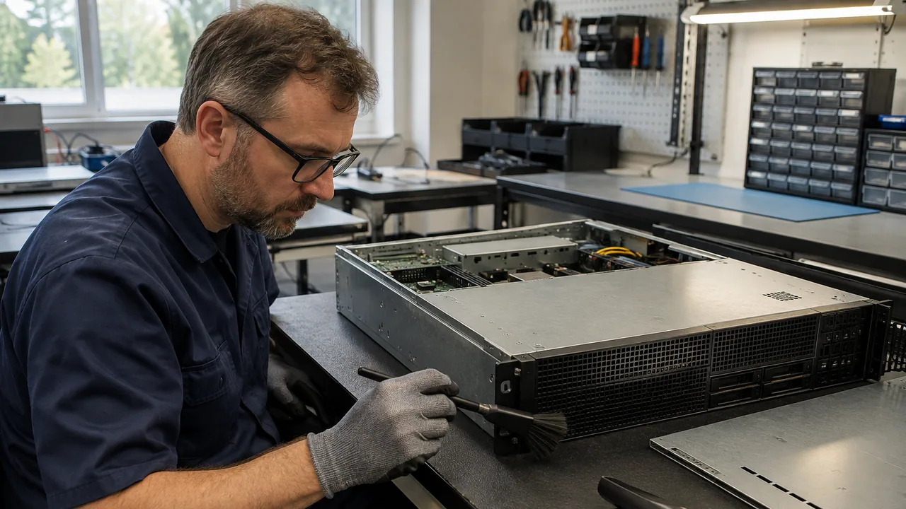 Cleaning an unpowered server chassis in an equipment workspace