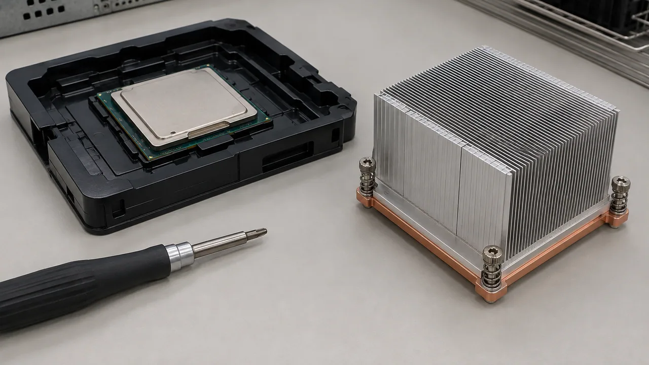 Processor and passive cooling assembly prepared for compatibility checks.