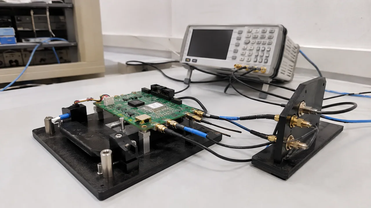 Device validation bench — illustrative scene